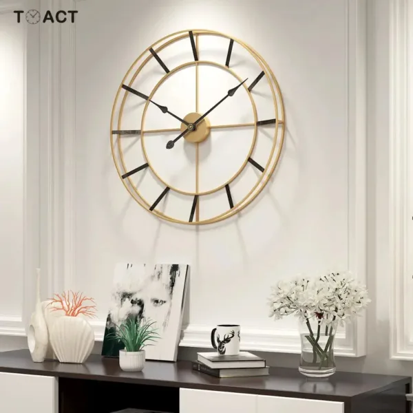 Horloge Murale Dorée Design Minimaliste