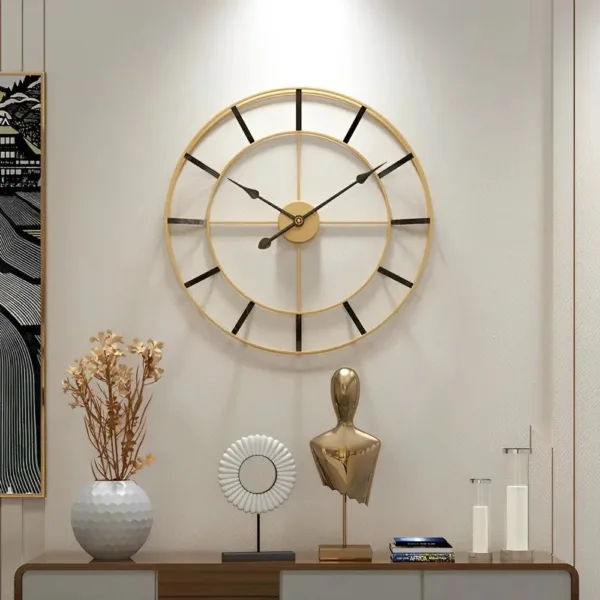 Horloge Murale Dorée Design Minimaliste