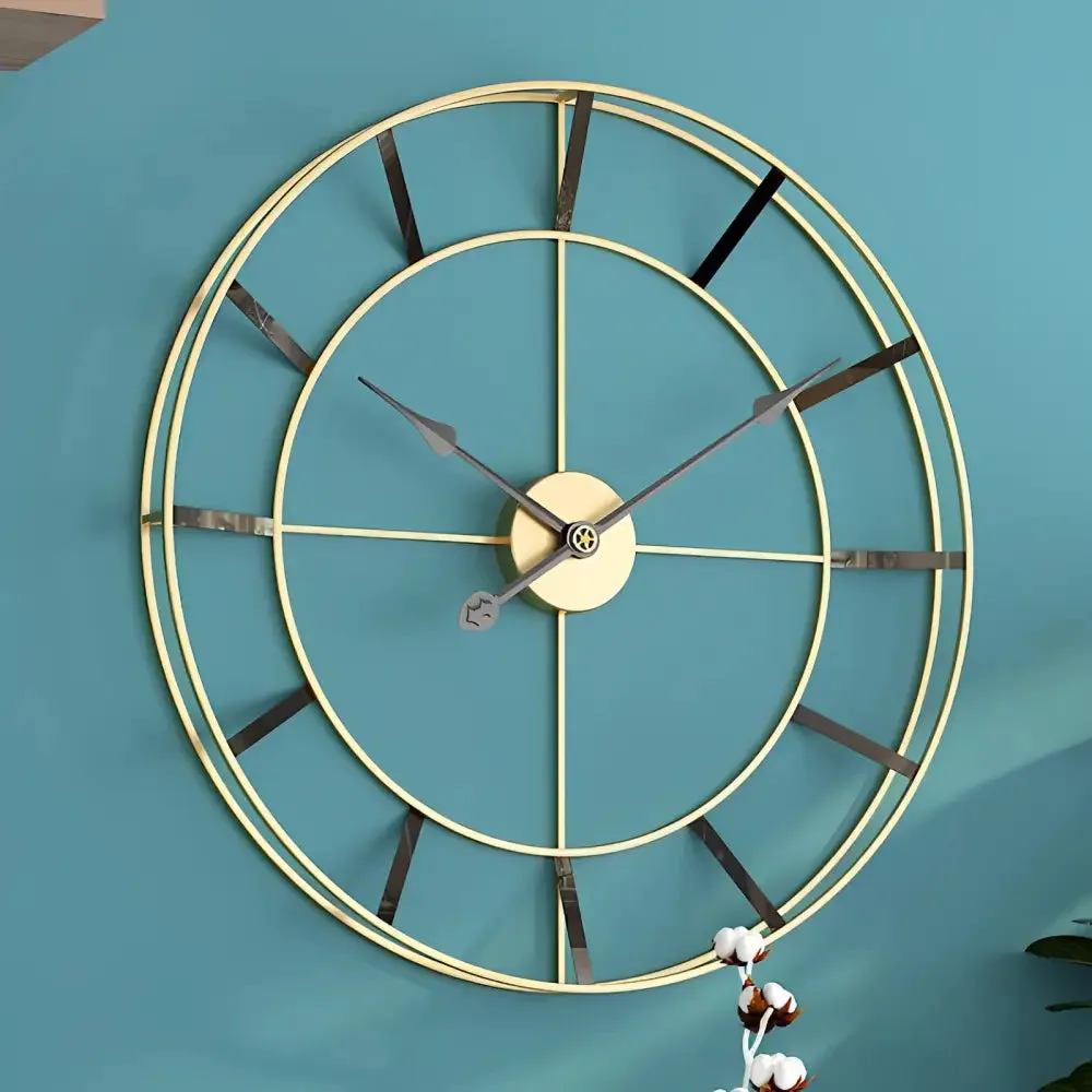 Horloge Murale Dorée Design Minimaliste