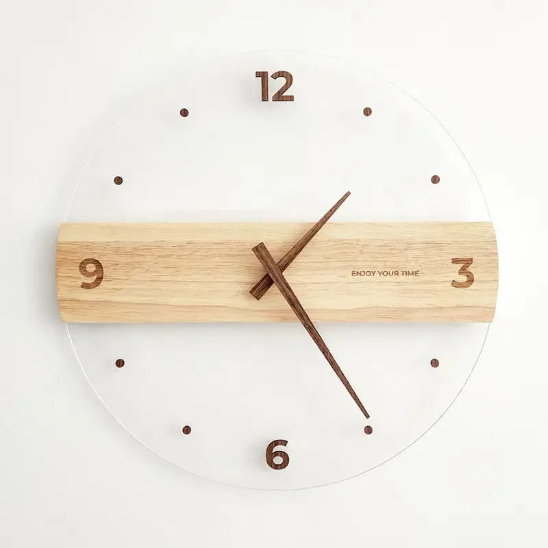 Horloge Murale en Bois et Acrylique