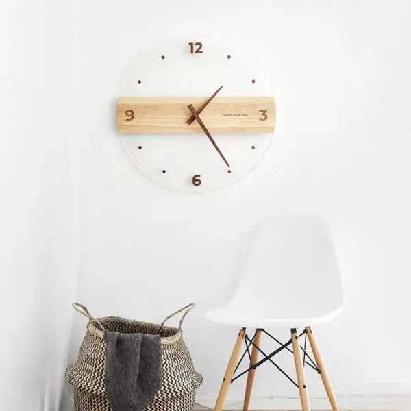 Horloge Murale en Bois et Acrylique