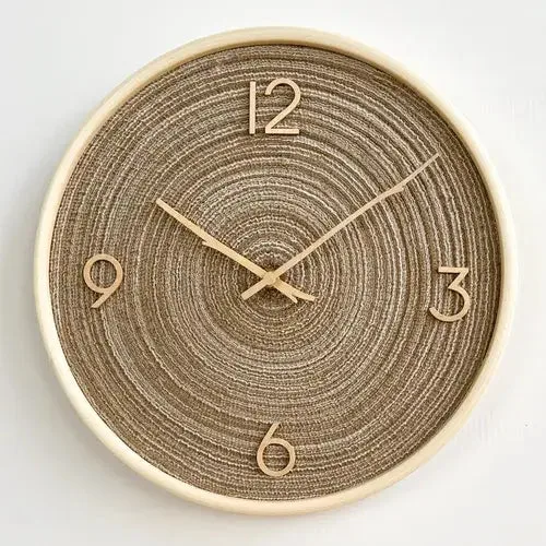 Wandklok goud 40 cm, lichtbruin en crèmewit