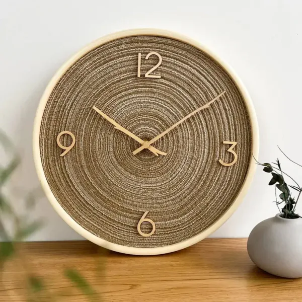 Wandklok goud 40 cm, lichtbruin en crèmewit