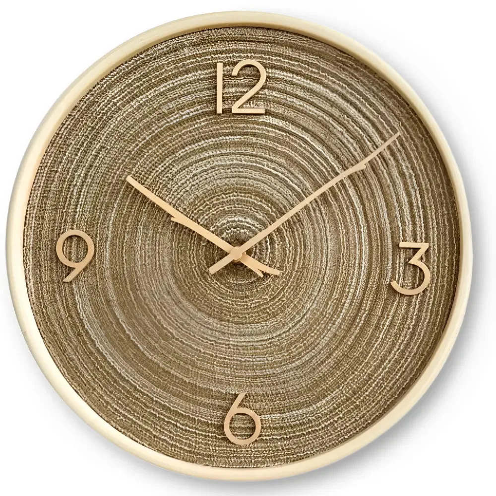 Wandklok goud 40 cm, lichtbruin en crèmewit