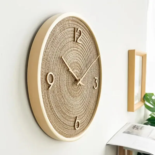 Wandklok goud 40 cm, lichtbruin en crèmewit
