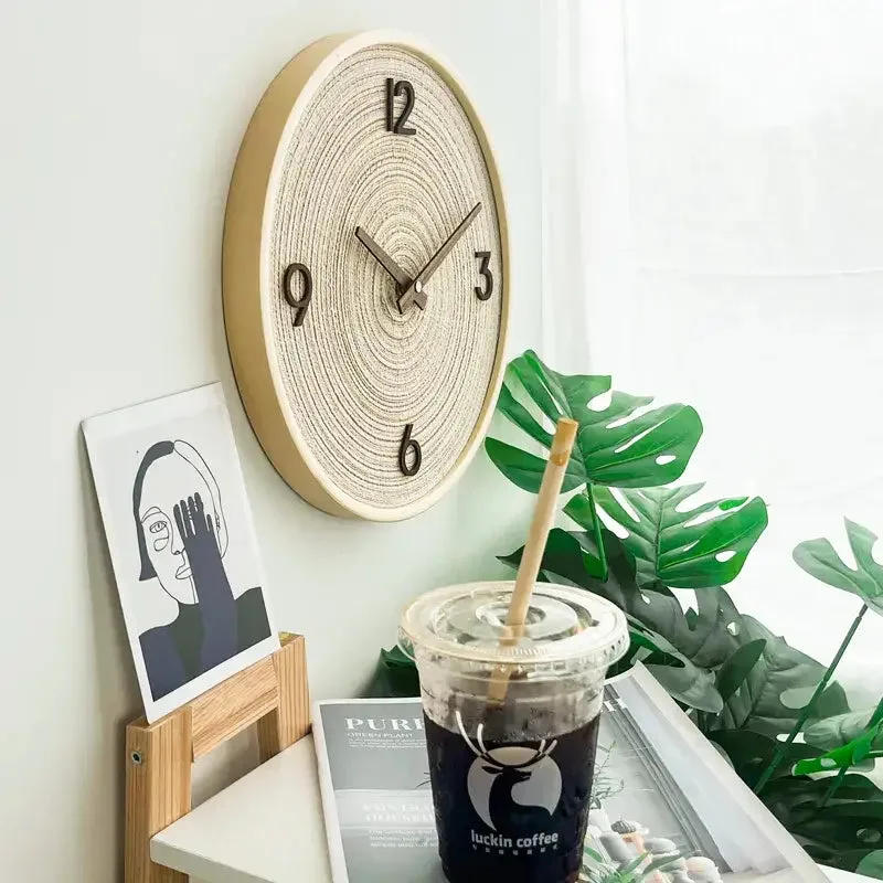 Wandklok goud 40 cm, lichtbruin en crèmewit