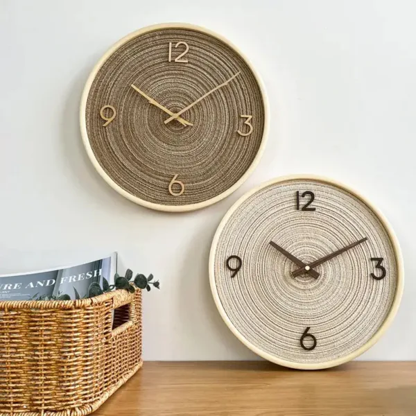 Wandklok goud 40 cm, lichtbruin en crèmewit