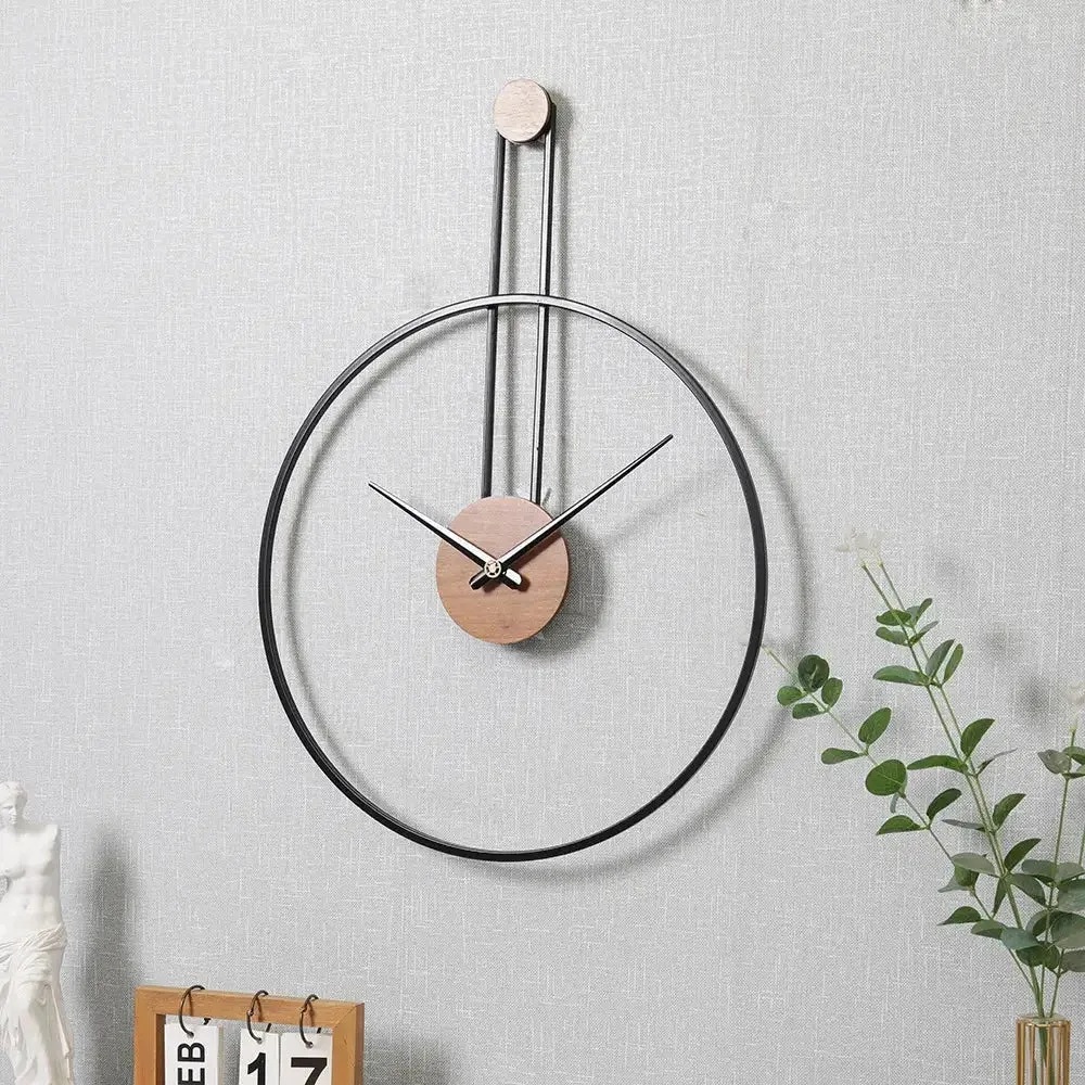 Pendule wandklok, metalen klok in zwart, goud of zilver
