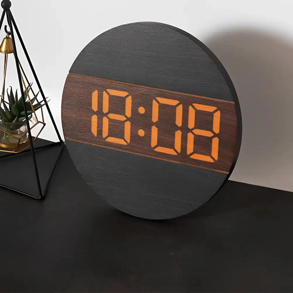 Licht houten wandklok, met LED verlichting