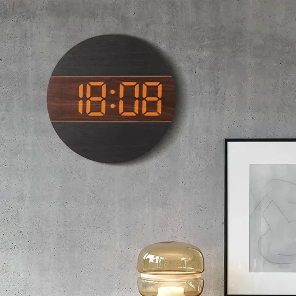 Licht houten wandklok, met LED verlichting