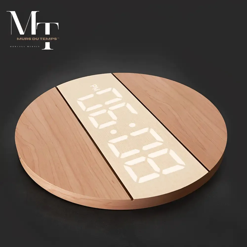 Licht houten wandklok, met LED verlichting