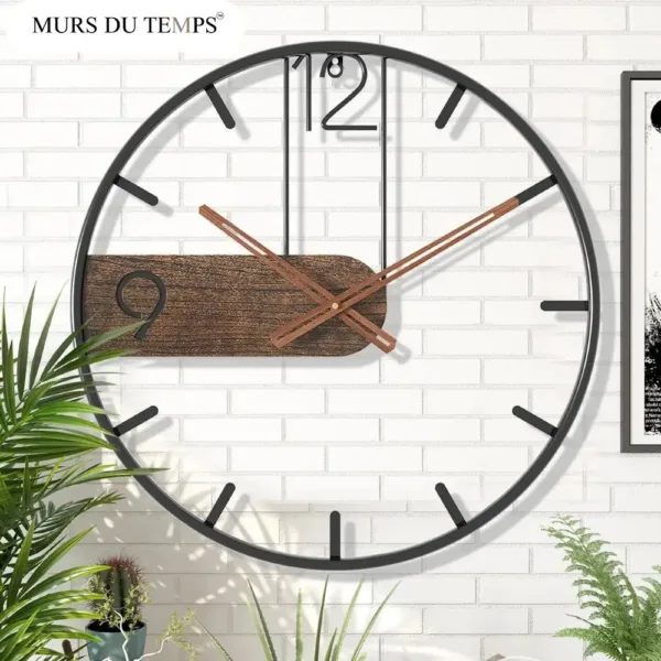 Moderne wandklok hout, rustiek design