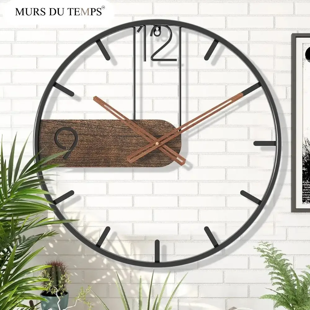 Moderne wandklok hout, rustiek design