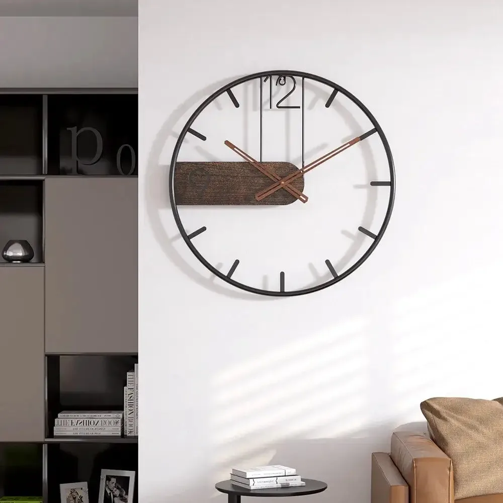 Moderne wandklok hout, rustiek design