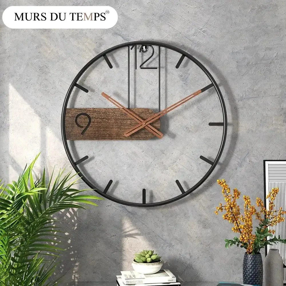 Moderne wandklok hout, rustiek design