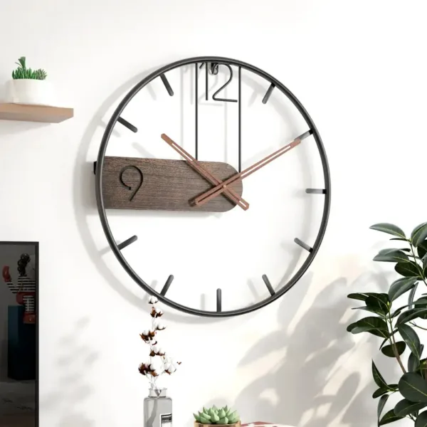 Moderne wandklok hout, rustiek design
