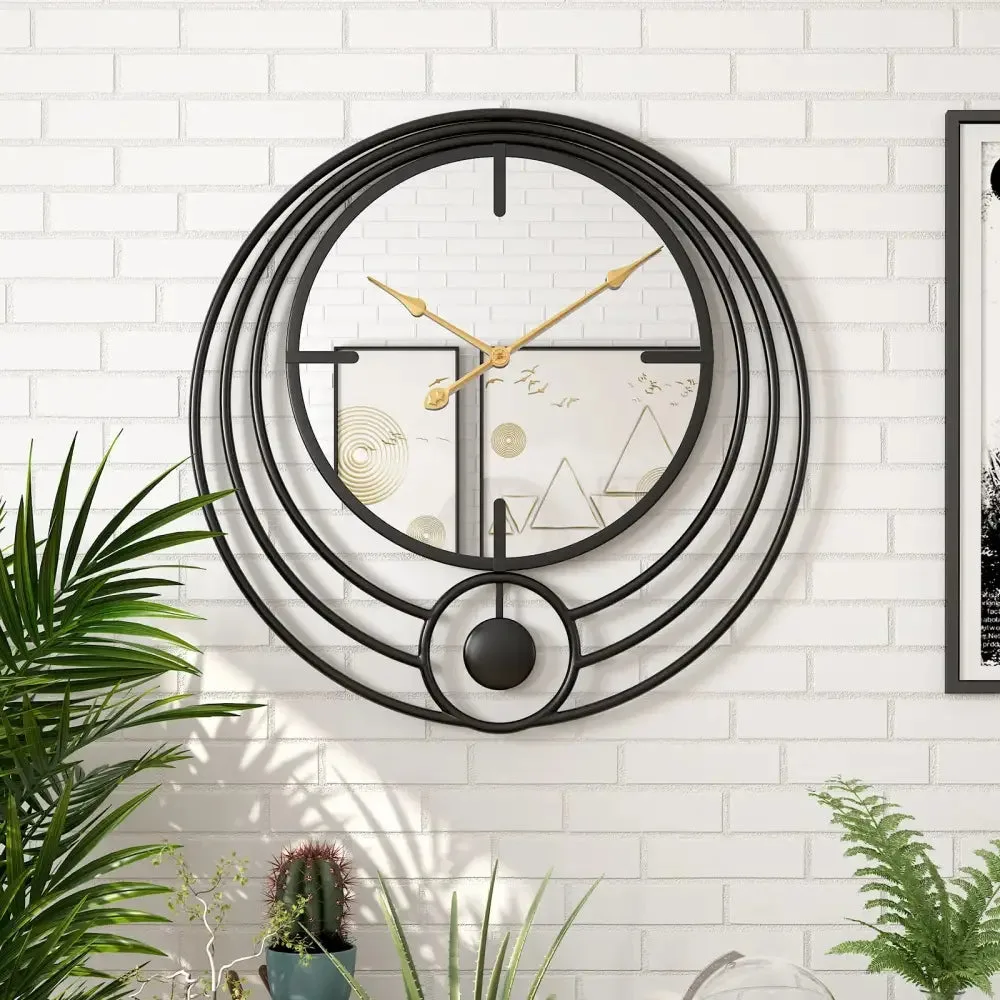 Wandklok spiegels, zwart en goud