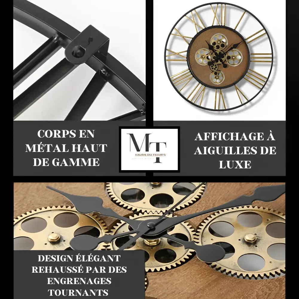 Grote wandklok met tandwielen, steampunk stijl