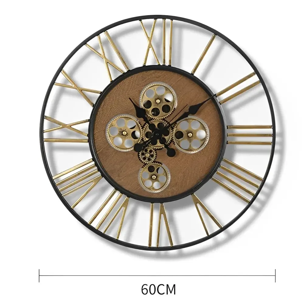 Grote wandklok met tandwielen, steampunk stijl