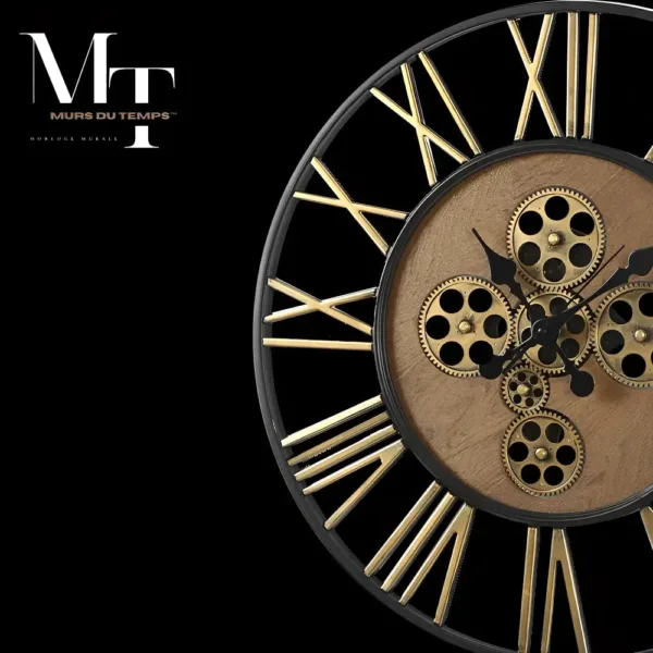 Grote wandklok met tandwielen, steampunk stijl