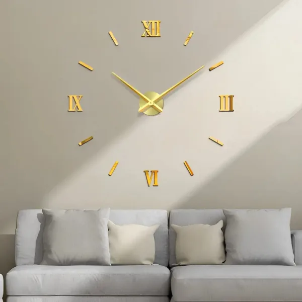 3d sticker wandklok, zilver, goud of zwart