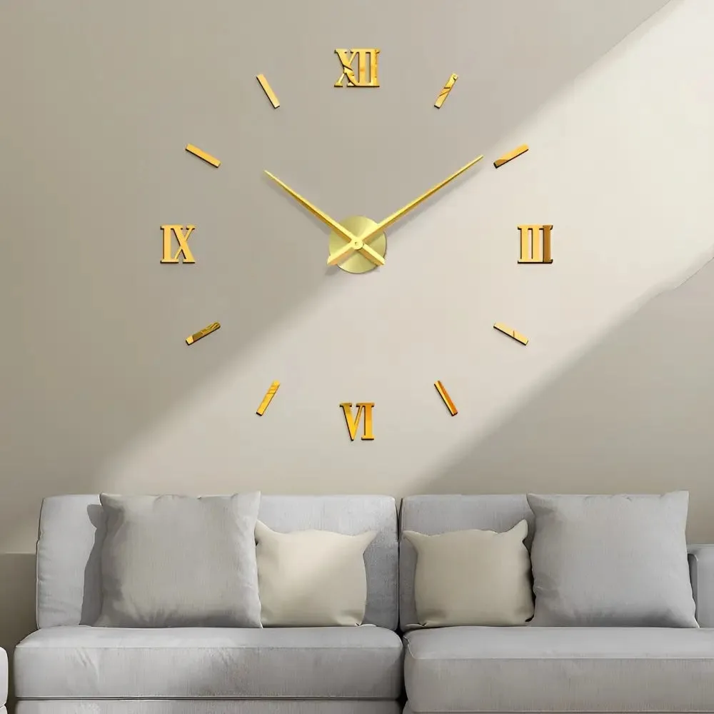 3d sticker wandklok, zilver, goud of zwart