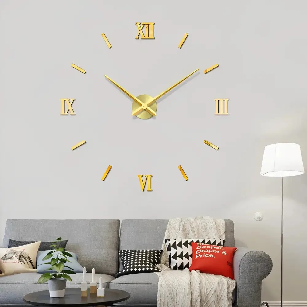 3d sticker wandklok, zilver, goud of zwart