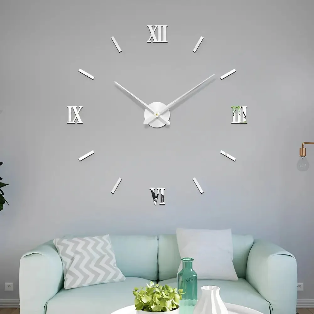 3d sticker wandklok, zilver, goud of zwart