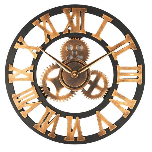 Wandklok steampunk, met tandwielen