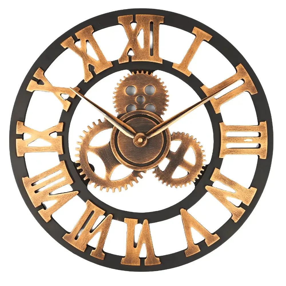 Wandklok steampunk, met tandwielen