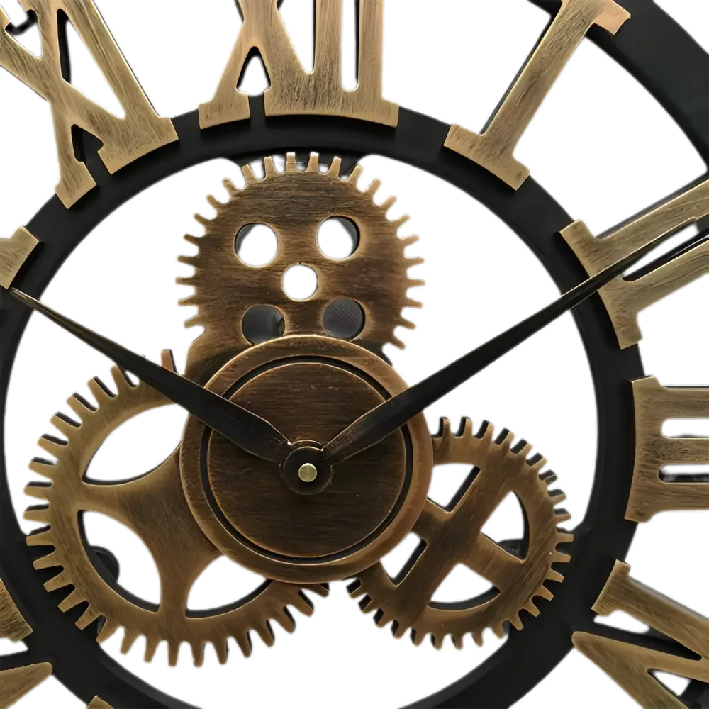 Wandklok steampunk, met tandwielen