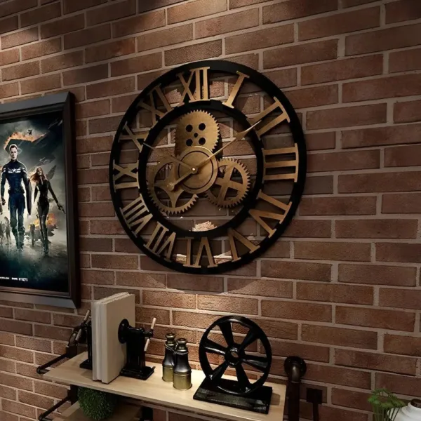 Wandklok steampunk, met tandwielen