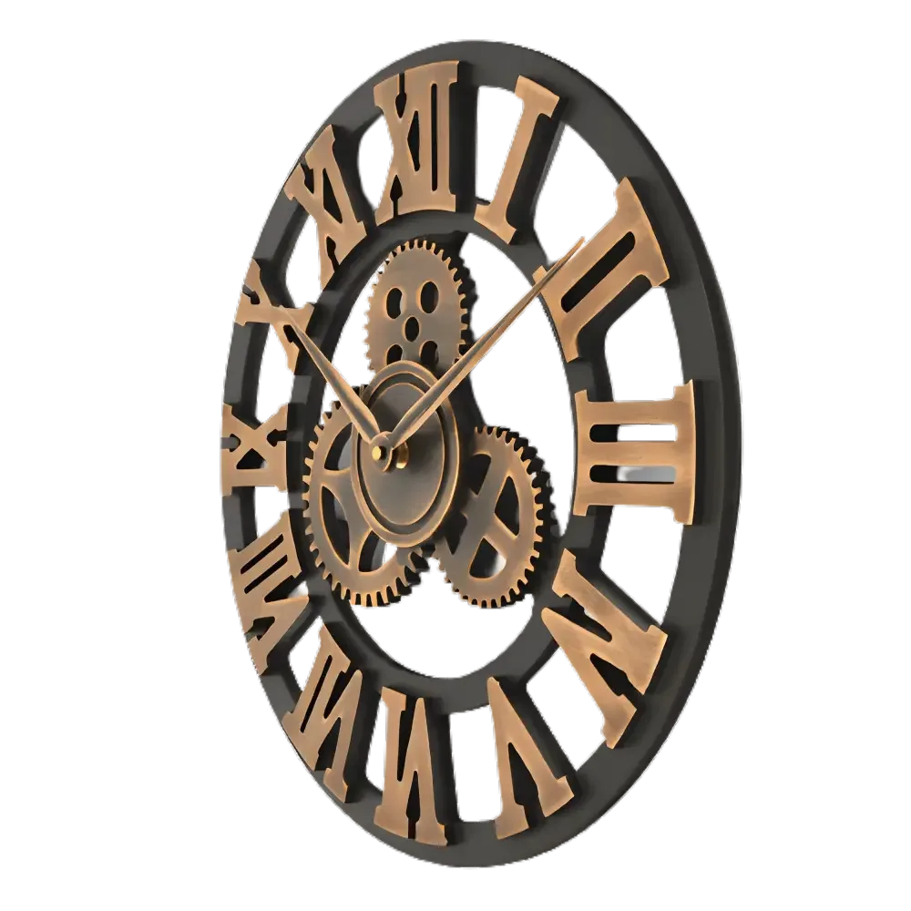 Wandklok steampunk, met tandwielen