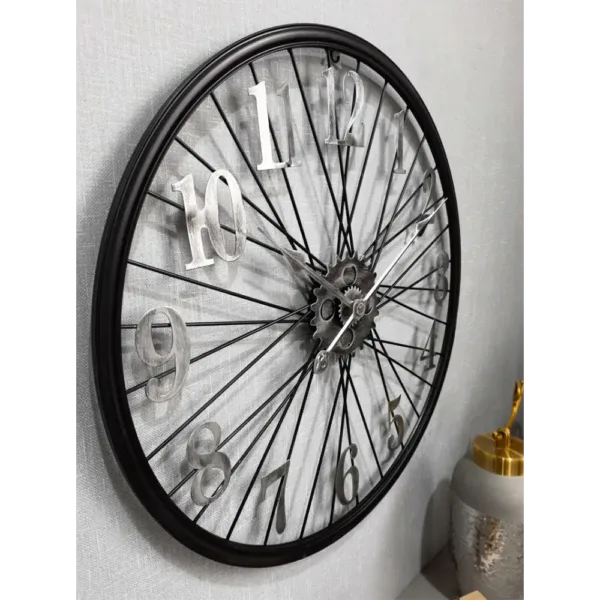 Tandwiel wandklok, vintage wandklok in zilver of goud