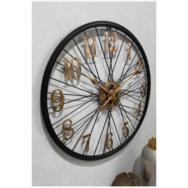 Tandwiel wandklok, vintage wandklok in zilver of goud