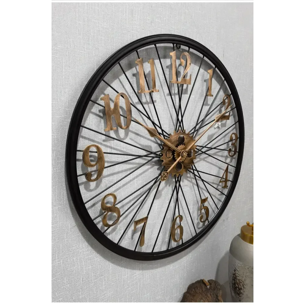 Tandwiel wandklok, vintage wandklok in zilver of goud