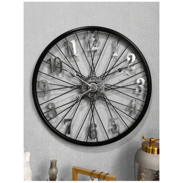 Tandwiel wandklok, vintage wandklok in zilver of goud