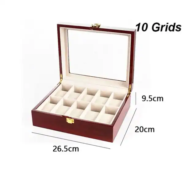 Houten horlogebox, zwart met 12 vakken, foto 9