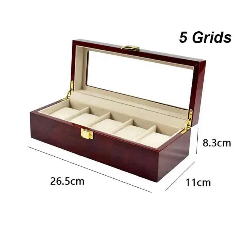 Houten horlogebox, zwart met 12 vakken, foto 11