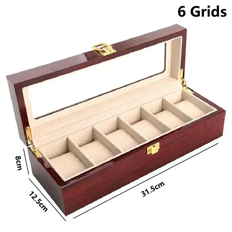Houten horlogebox, zwart met 12 vakken, foto 13