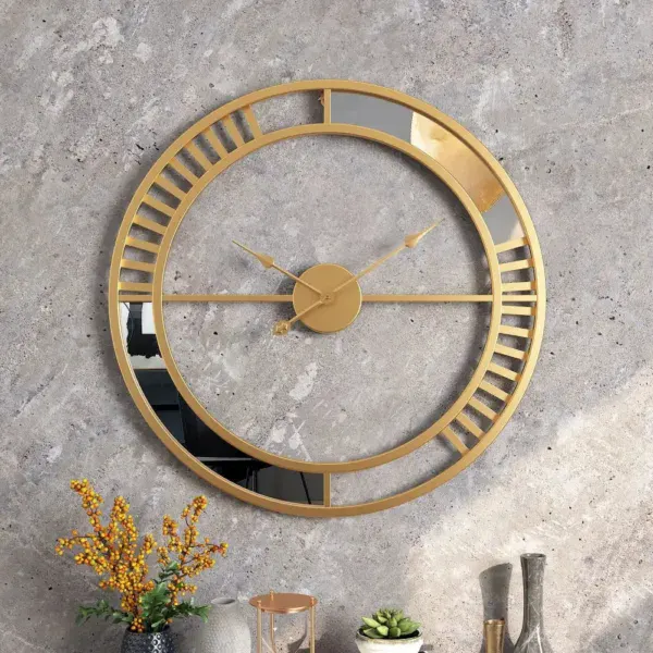 Industriële wandklokken, in zwart en goud, foto 4