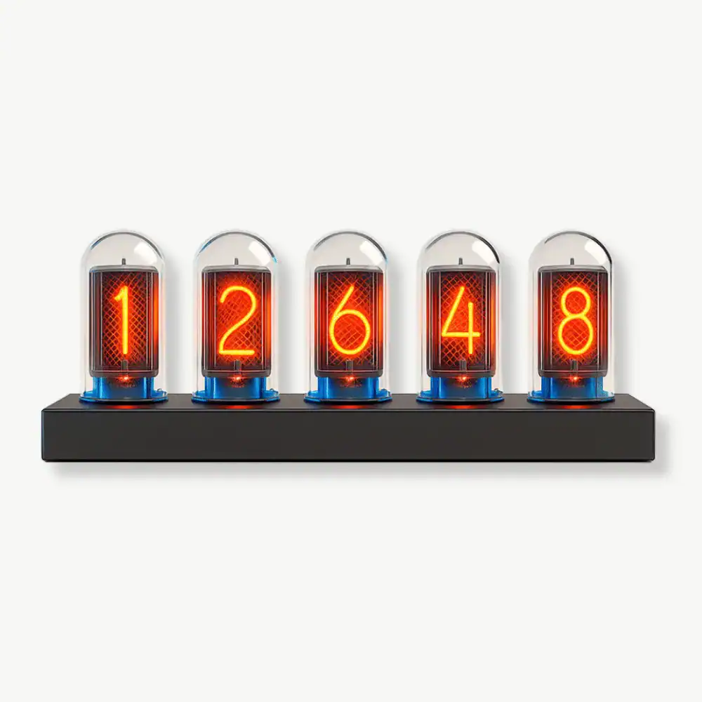 Led nixie klok, futuristisch ontwerp