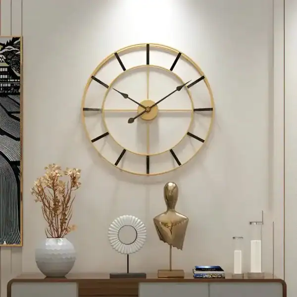 Moderne design wandklok, goud of goud met zwart, foto 2