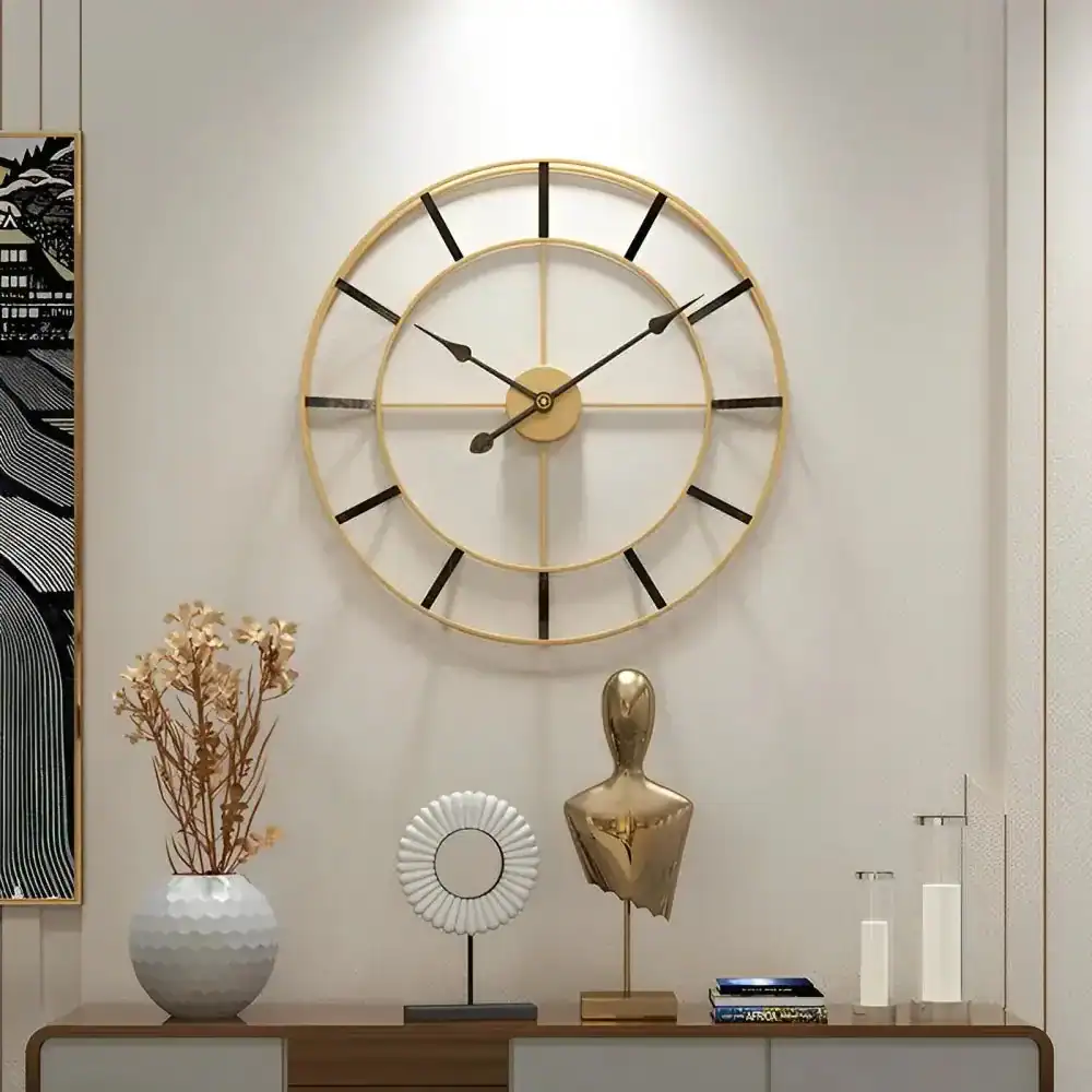 Moderne design wandklok, goud of goud met zwart, foto 2