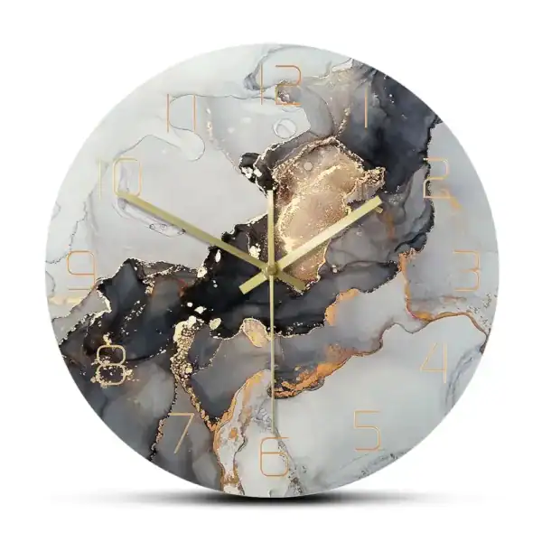 Moderne wandklok met marmerprint, met of zonder lijst, foto 7