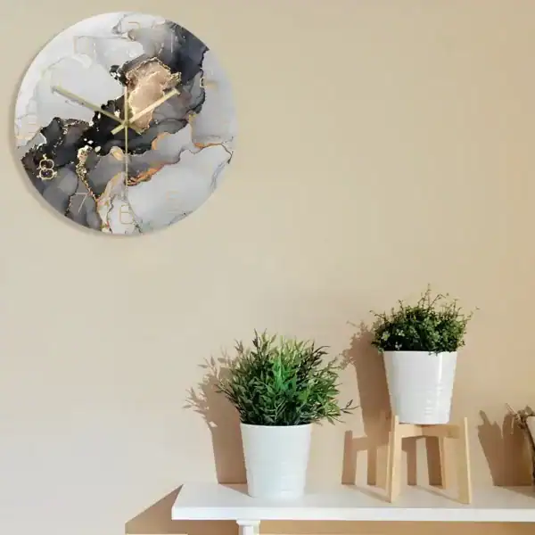 Moderne wandklok met marmerprint, met of zonder lijst, foto 3