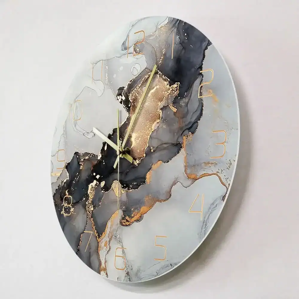 Moderne wandklok met marmerprint, met of zonder lijst, foto 4