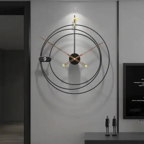 Moderne wandklok rond, drie ringen, in twee maten, foto 4