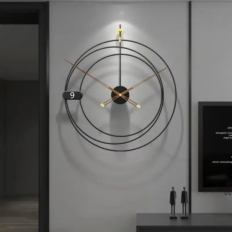 Moderne wandklok rond, drie ringen, in twee maten, foto 4