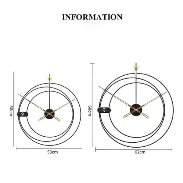 Moderne wandklok rond, drie ringen, in twee maten, foto 5